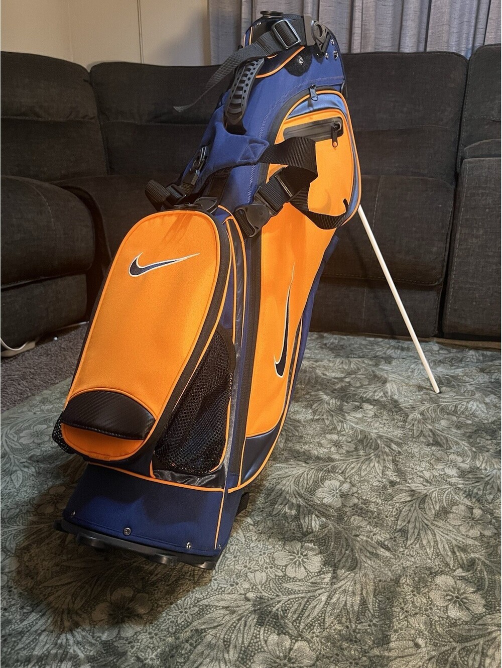 Nike Golf Stand Bag 6-Way Divider Blue Orange Dual Strap Lightweight Carry EUC